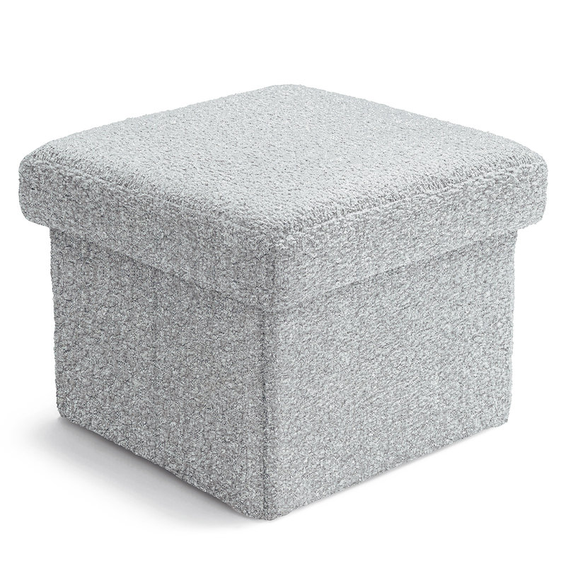 16" Wide Cube Light Gray Storage Ottoman, Light Gray