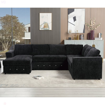110.75" Sectional Sofa,Oversized Modular Sofa,Chaise Storage, Modern U Shaped  Couch , Upholstered Sofas,Chenille,Crystal Button , Living Room, Apartment