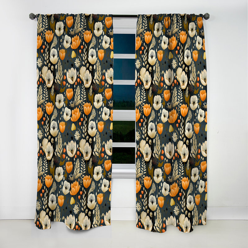 Mod Botanicals I - Rideau Mid-Century - Rideau occultant géométrique - 1 panneau, L 52 po x L 84 po