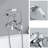 Chrome Wall-Mounted Clawfoot Tub Faucet with Handheld Shower & Porcelain Lever Handles, Vintage Exposed Mount Bath Mixer Tap