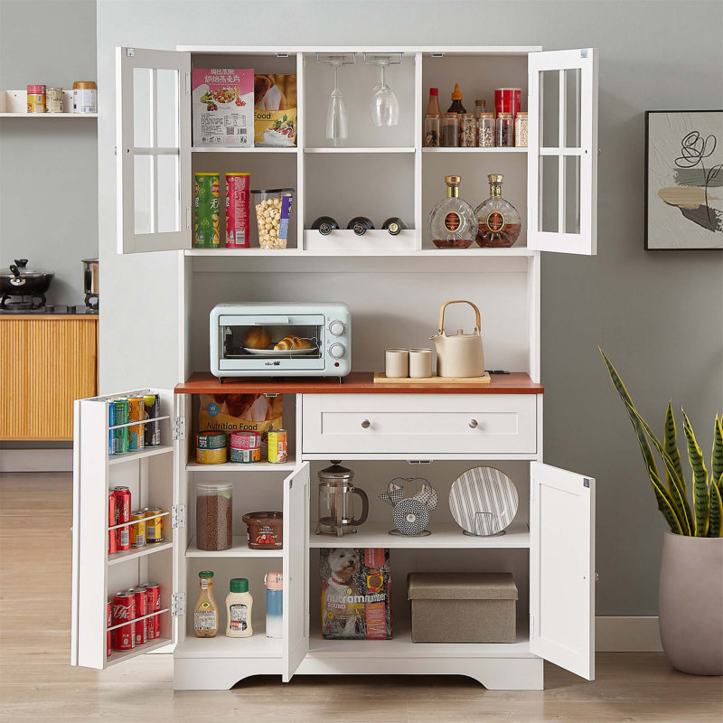 Grande armoire de rangement pour garde-manger, armoire-buffet moderne avec support à micro-ondes, pour salle à manger
