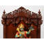Grand temple en bois Puja Mandir de 52 pouces avec plateforme en marbre et tiroirs doubles