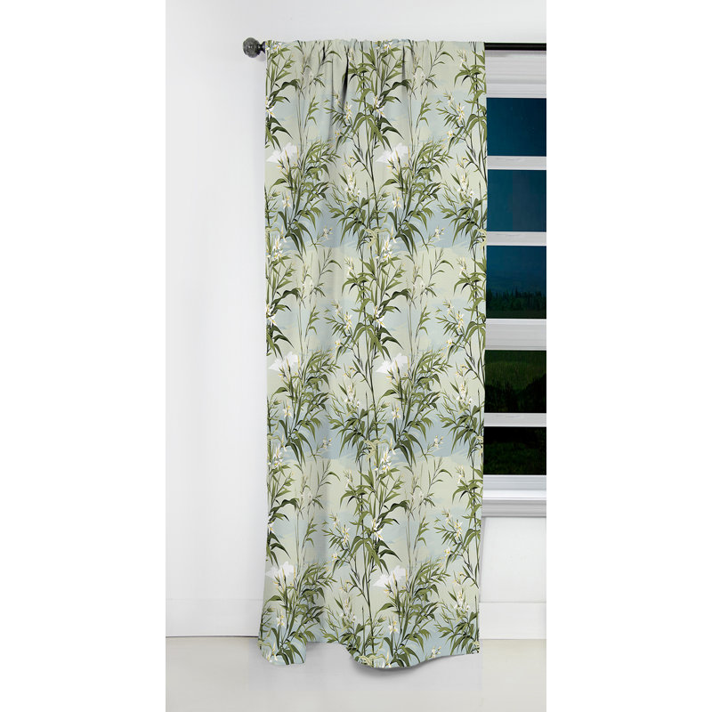 Motif de bambou tropical Zen II - rideau floral - rideau occultant floral - 1 panneau, L 52 po x L 120 po