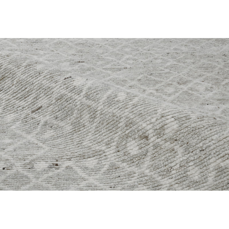 Prato Rectangle Handmade Wool Area Rug in Silver, Rectangle 6' x 9'