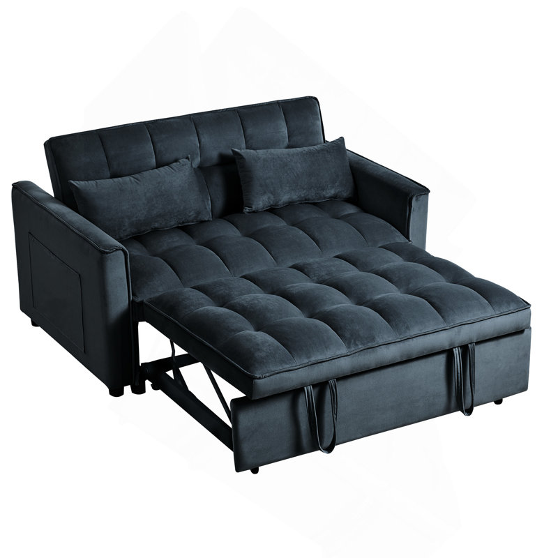3 In 1 Convertible Sleeper Sofa Bed, Black