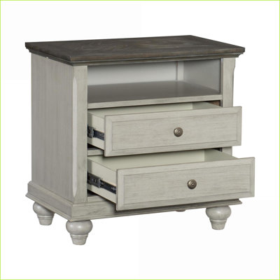Table de chevet 2 tons avec 2 tiroirs Modern Farmhouse Casier de rangement