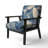 Vintage Botanical Autumn Leaves Faded Blue I - Velvet Upholstered Contemporary Arm Chair, Botanical Abstract Accent Chair