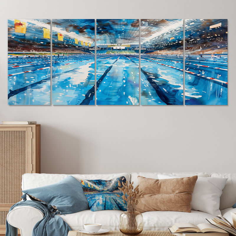 «Piscine olympique avant la course I», ensemble de reproduction d'art mural, H 32 po x l 80 po