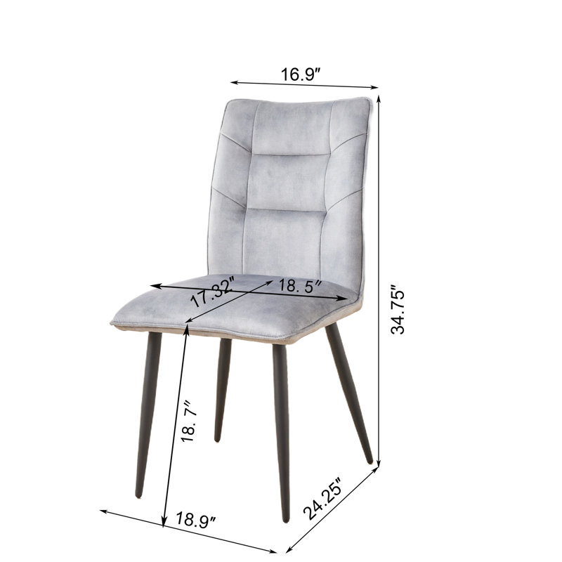 2 chaises de salle à manger en velours gris, pieds fuselés en métal, rembourrage élevé, pour rafraîchir la structure, cadre moderne en fer poli jaune moutarde, sièges rembourrés, tabourets de bar idéaux