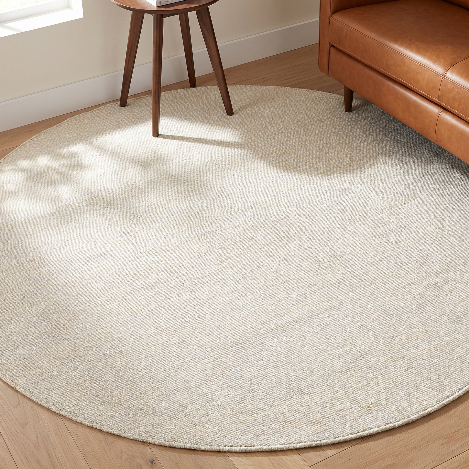 Dallis Green Ivory Handmade Cotton Rug, Round 6'