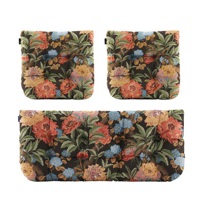 Coussins de chaise d'extérieur, ensemble de 3 coussins d'extérieur pour causeuse, coussin de patio touffeté / osier pour meubles de patio toutes saisons, 44 po x 19 po x 5 po, floral