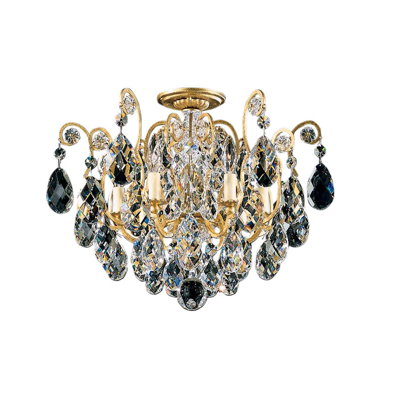 Renaissance Semi Flush Mount, Etruscan Gold, Clear Heritage