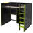 Modern Loft Bed With Desk, Storage Bookcase And Lighted Open Wardrobe-1334438127