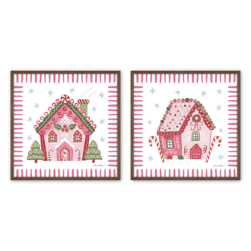 Ensemble de 2 estampes Ribboned Holiday, 12 po x 12 po, Noyer
