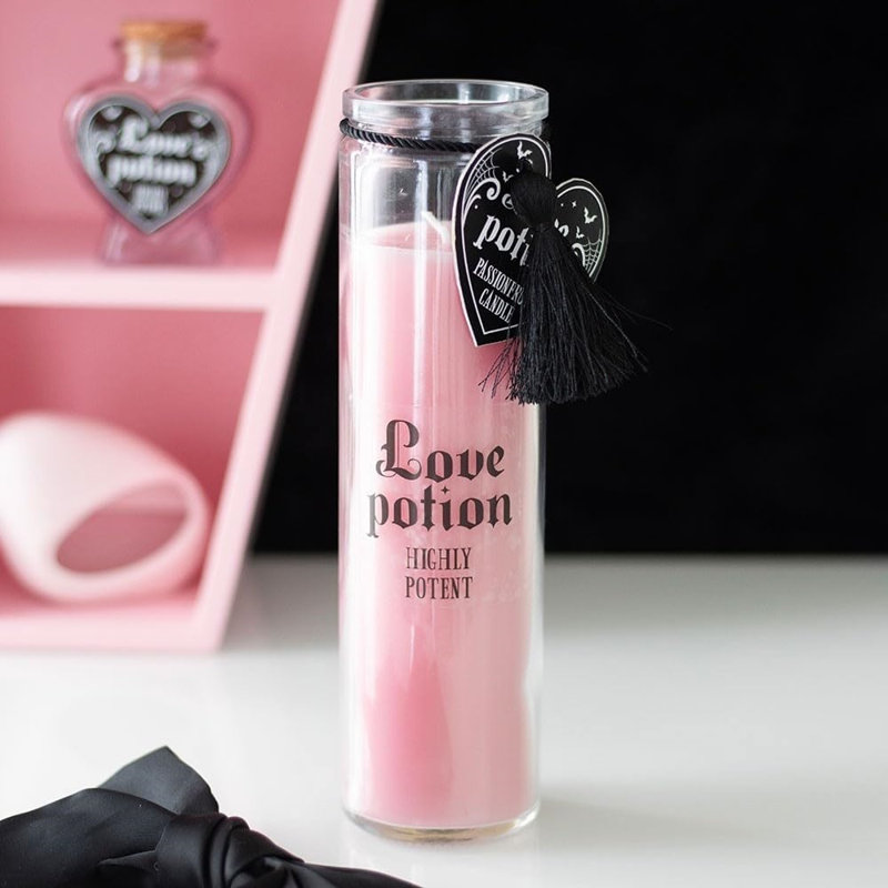 Paquet de 2 bougies en cire rose en forme de fruit de la passion dans des pots en verre H 8 po
