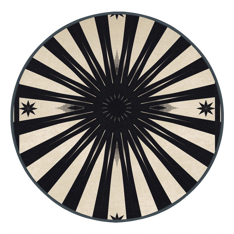 Tapis gris délavé à la machine Carlstadt, Rond 4 pi