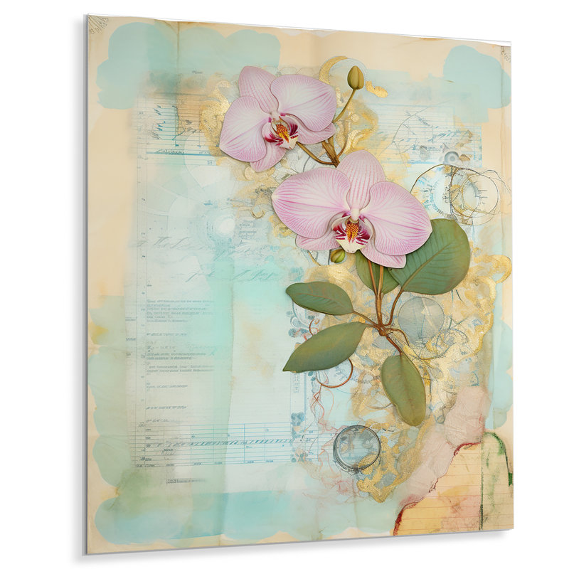 Kittrell - décoration murale orchidée, Sans cadre, métal, H 20 po x l 12 po