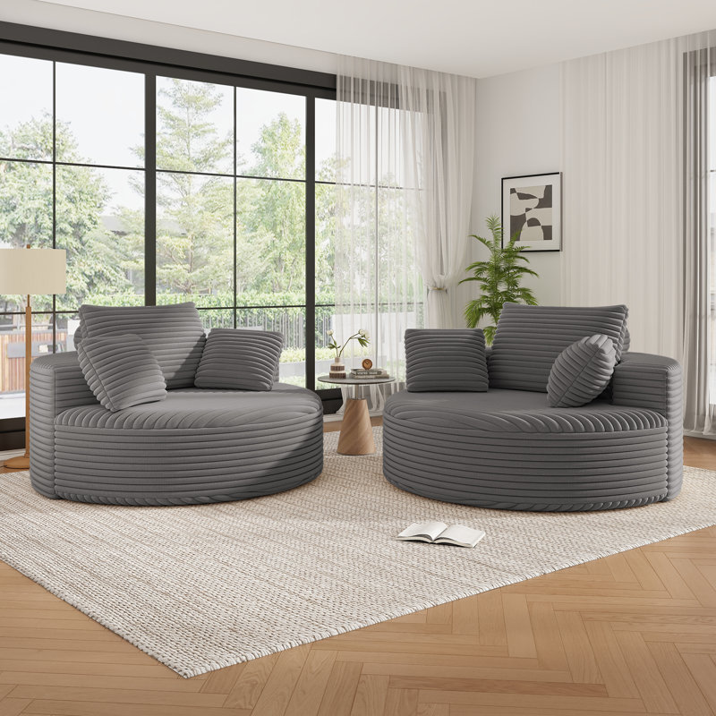 Fauteuil demi-tonneau rembourré Addisin, Gris