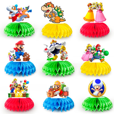 Mario Honeycomb Style Centerpiece, 9pcs Mario Honeycomb Centerpieces