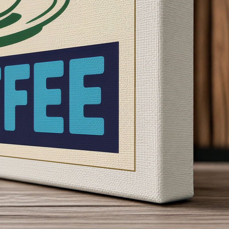 More Coffee Typography 1 Piece Wrapped Canvas Wall Art, 24x16 - 61.0 x 40.6 cm, Cream Border