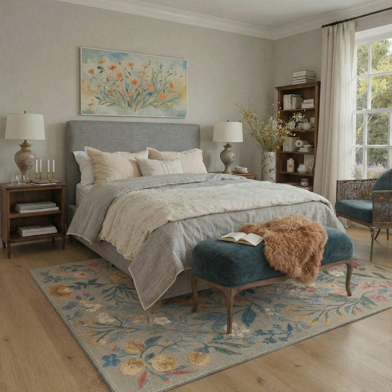 Eden Floral Machine Washable Floral / Blush Pink Indoor Runner Rug With Non-Slip Backing, Rectangle 8' x 10'