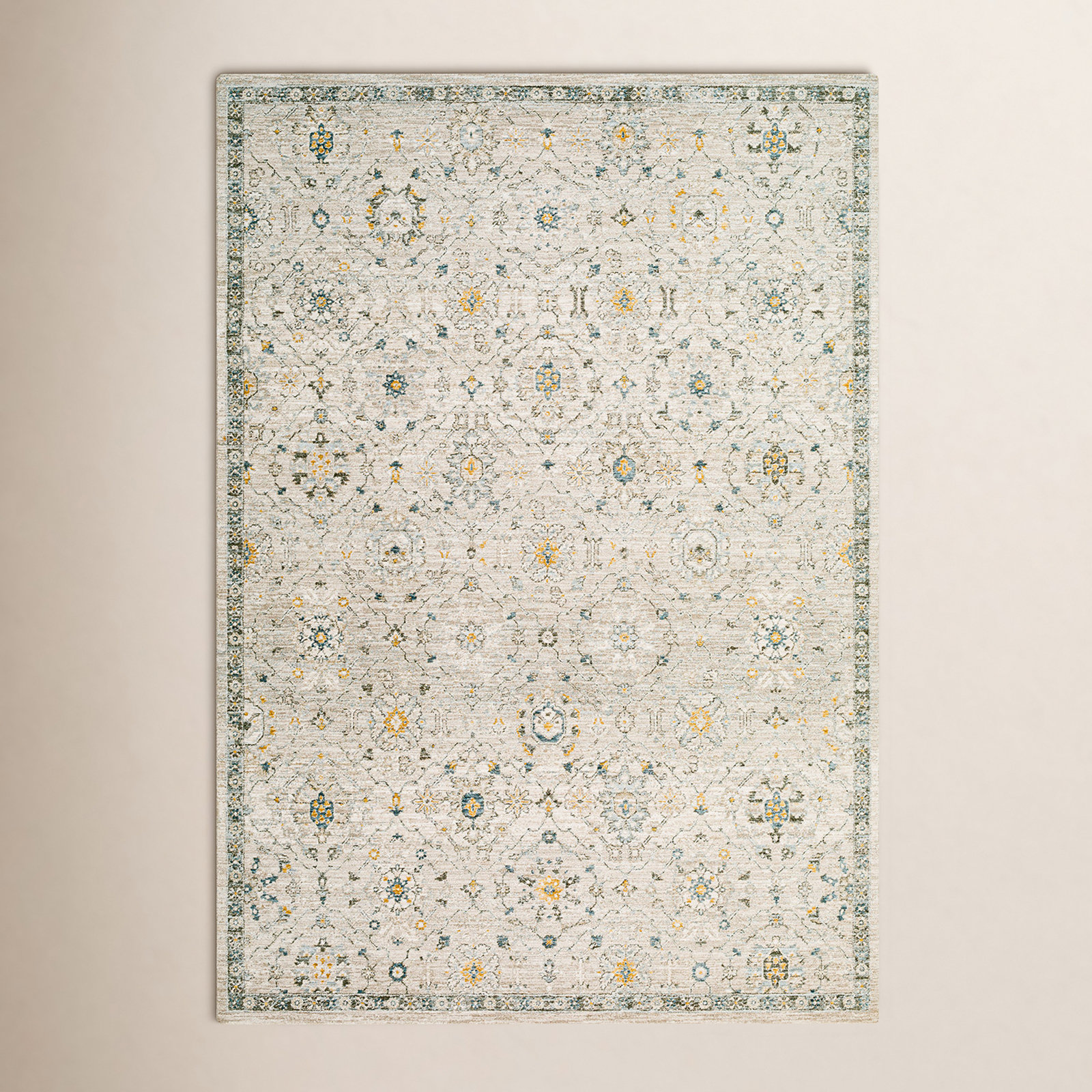Elsadora Beige/Blue/Green Rug, Rectangle 5' x 7'5"