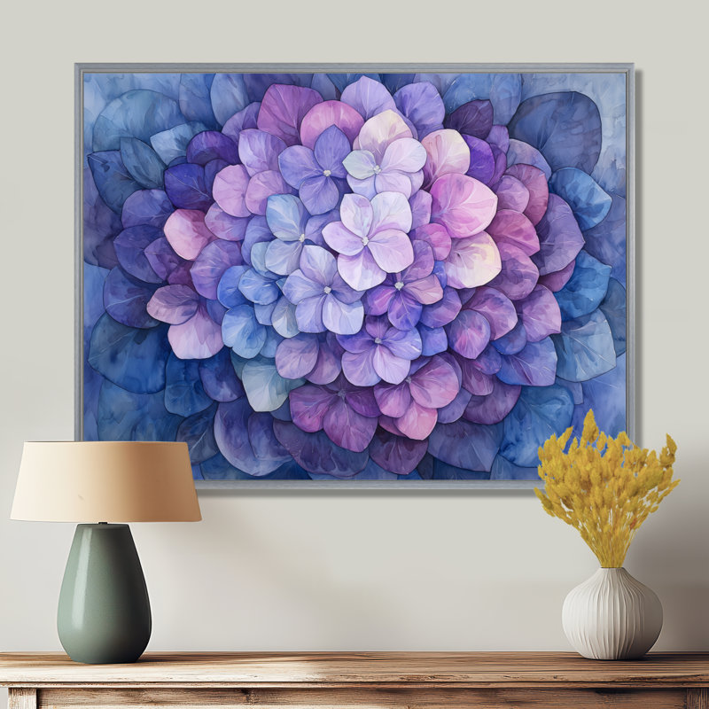 Irjat - Floral Wall Art, Silver, 34" H x 44" W, Floater Framed Print