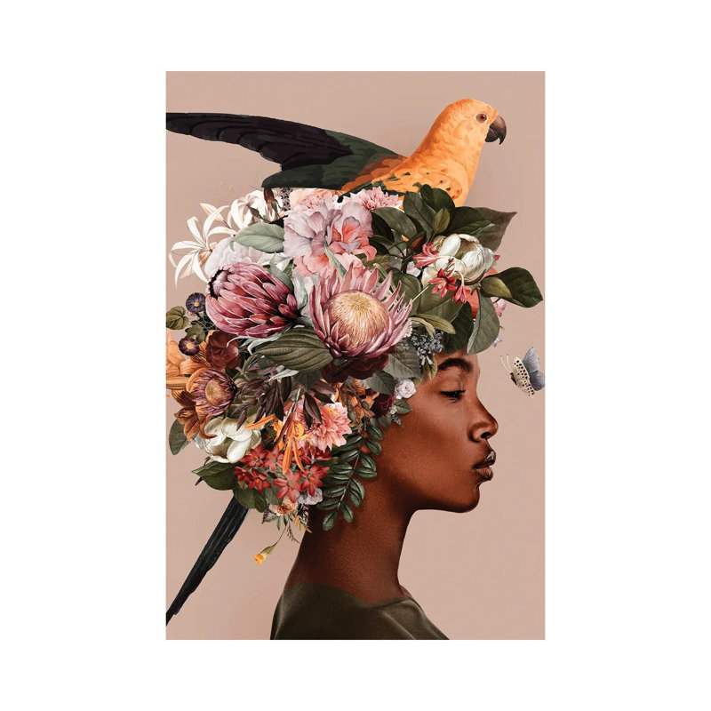 Femme et fleurs IV - Giclée sur toile tendue avec châssis