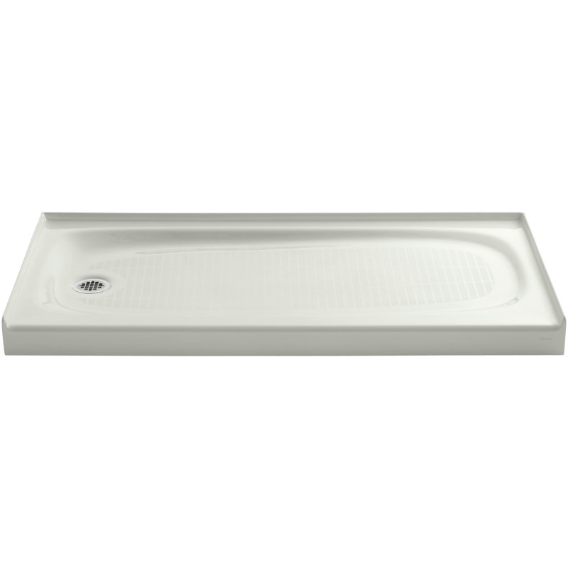Salient 60" x 30" Cast Iron Rectangular Single Threshold Alcove Shower Base, Dune, Left-Hand