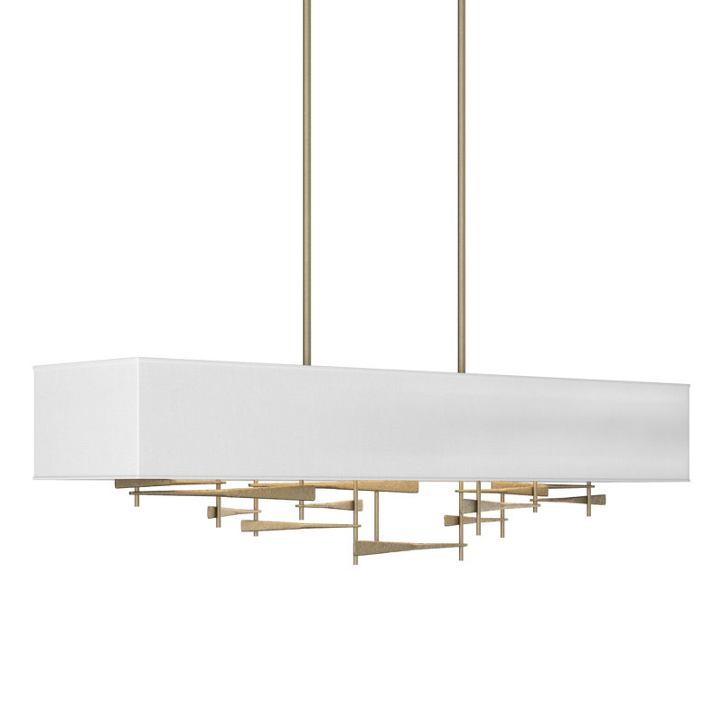 Cavaletti 4 - Light Kitchen Island Rectangle Pendant, Natural Anna, Soft Gold