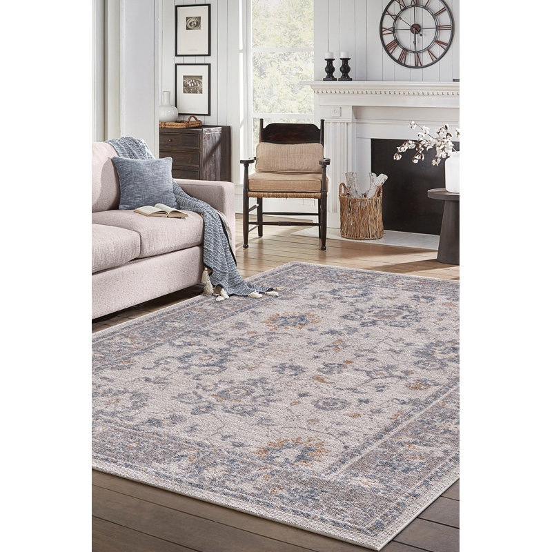 Tapis performance tissé à la machine Mira Luna - ivoire / gris - 8 pi 10 po x 13 pi, 8 pi 10 po x 13 pi, Ivoire / gris