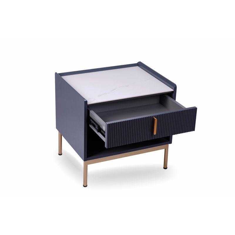 Edsel Stone Top End Table,Nightstand,Night Stand,Side Table