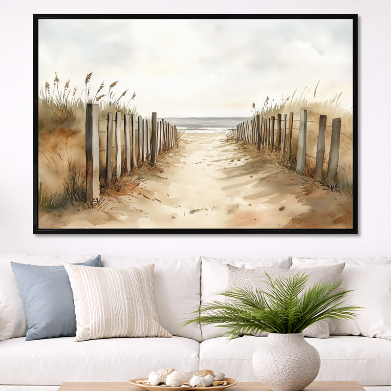 Chemin de Windward Beach II - Décoration murale encadrée représentant des dunes de sable sur toile, H 40 po x l 60 po
