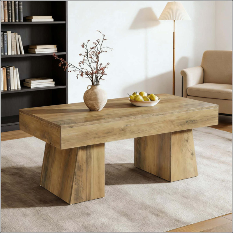 Table de salle à manger en bois, table de centre rectangulaire, table basse spacieuse