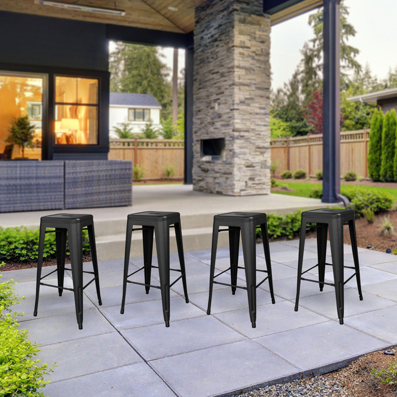 Tabouret bar et de comptoir Itzia, Noir, 4, Tabouret de bar (assise de 30 po de hauteur)