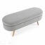 Élégant banc de rangement ovale avec pieds en bois d'hévéa pour sièges supplémentaires et tissu de rangement caché.-511003804