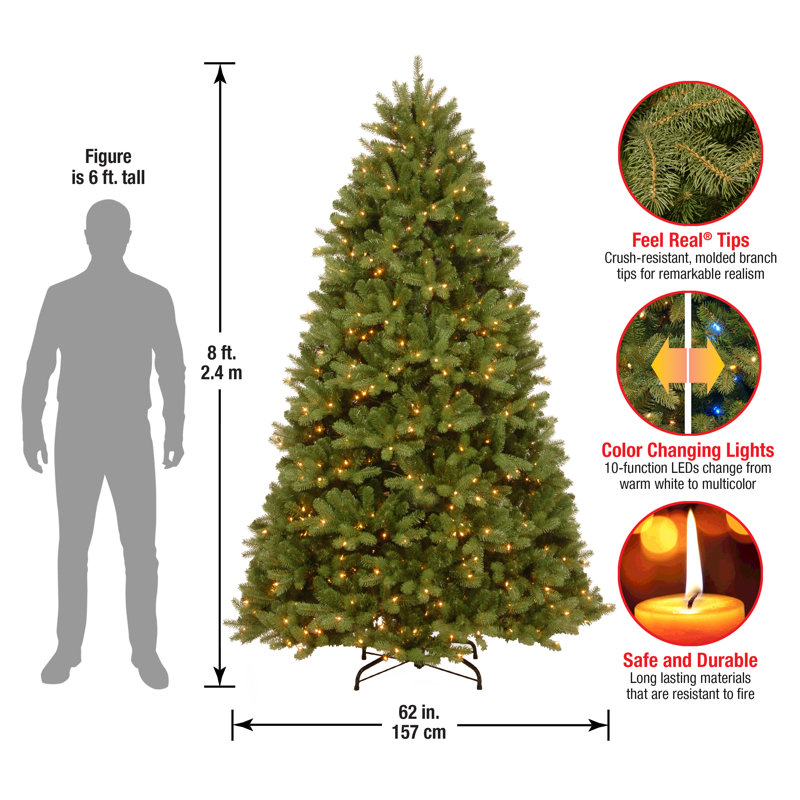 The Holiday Aisle® Newberry Spruce with PowerConnect Dual Color LED Lights, 8'