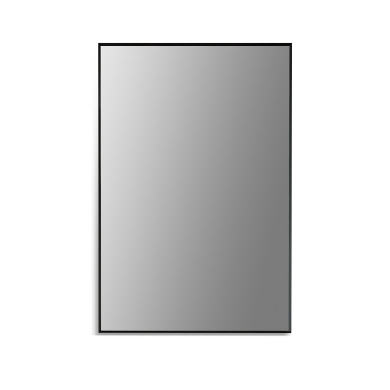 Metal Flat Wall Mirror, 36" H x 24" W, Black