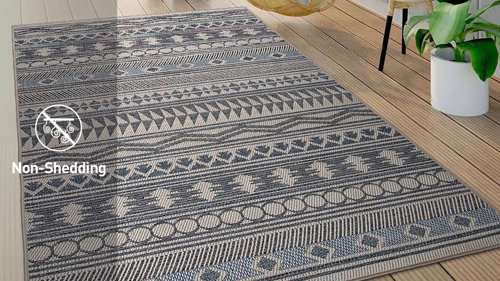 Union Rustic Ragin Cream/Gray/Blue Indoor/Outdoor Rug & Reviews