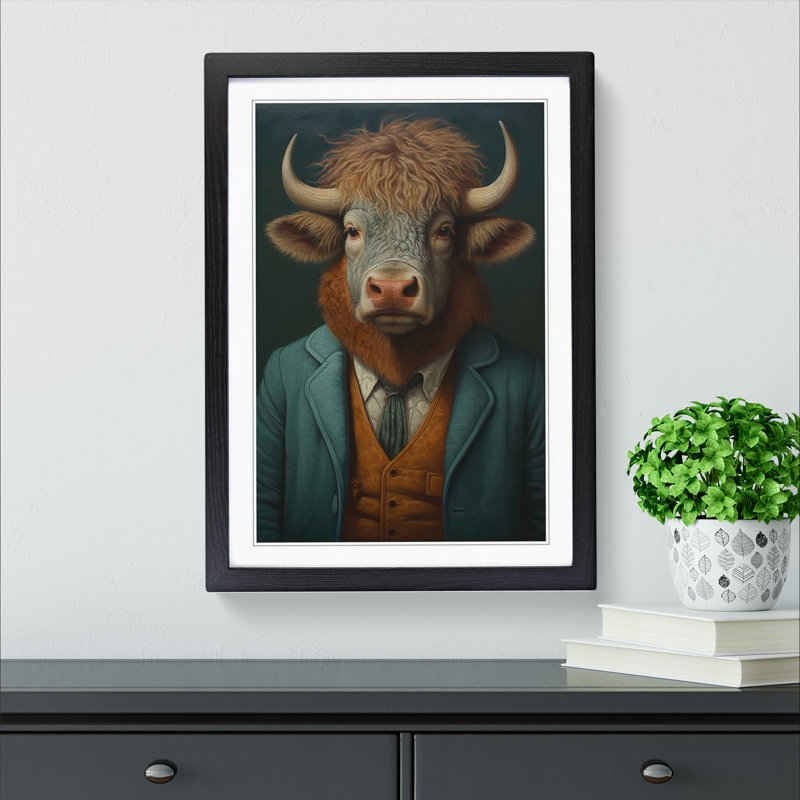 Bison Painting - Framed Print, Black, 46cm H x 34cm W x 2cm D