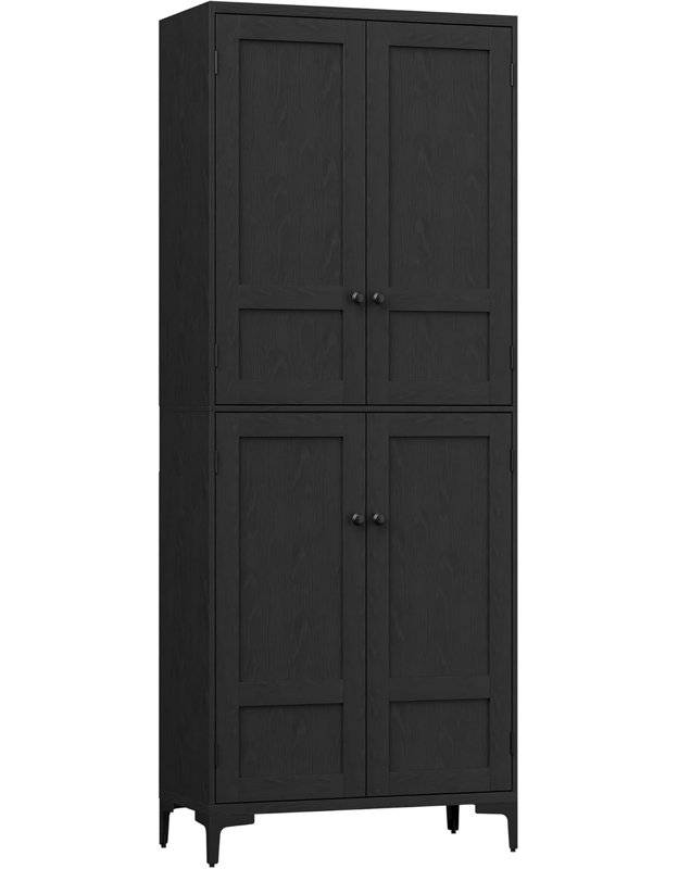 Armoire de rangement de 71 pouces de hauteur, armoire de cuisine 5 niveaux avec 4 portes et tablettes réglables pour la cuisine, la salle à manger et la salle de bain