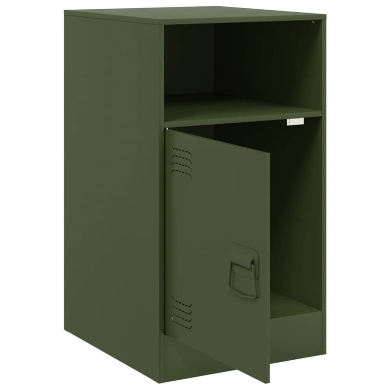 Lars 34.5cm W Steel Bedside Table, Olive Green