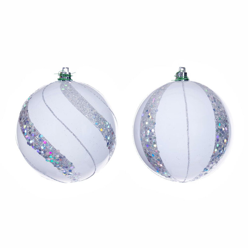 Vickerman 4" White Pearl Sequin Ball Assortment.