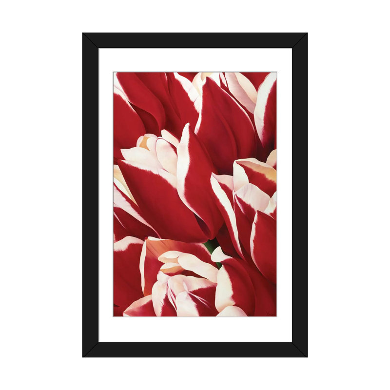 «Red & White II», impression sur toile, H 24 po x l 16 po x P 1 po, Papier d'art encadré noir, Blanc