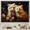 Printemps, renards mignons, regard III - art mural animal renard