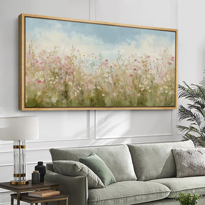 Fresh Wildflower Field with Daisies - Pictures Extra Large Framed Canvas Print Wall Art