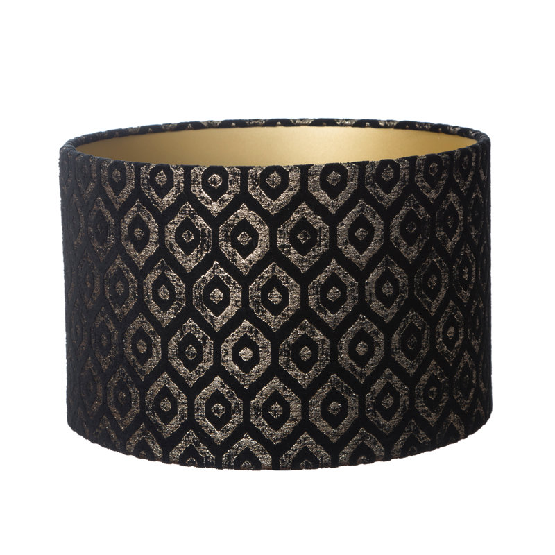 58.42cm H Velvet Drum Lamp Shade ( Screw On ) in Black