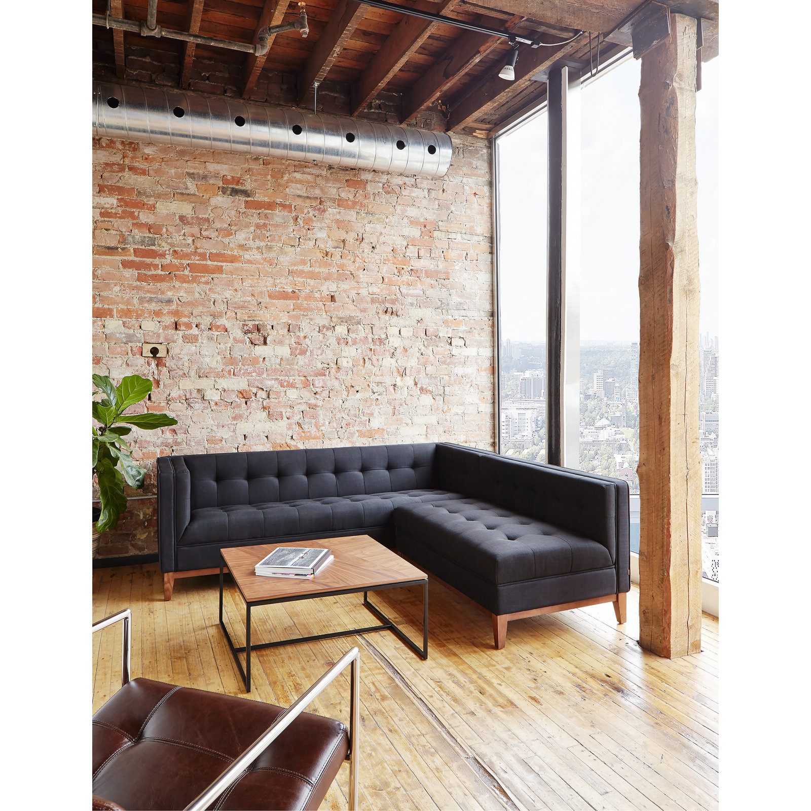 Gus* Modern Tobias 30" Square Coffee Table, Walnut