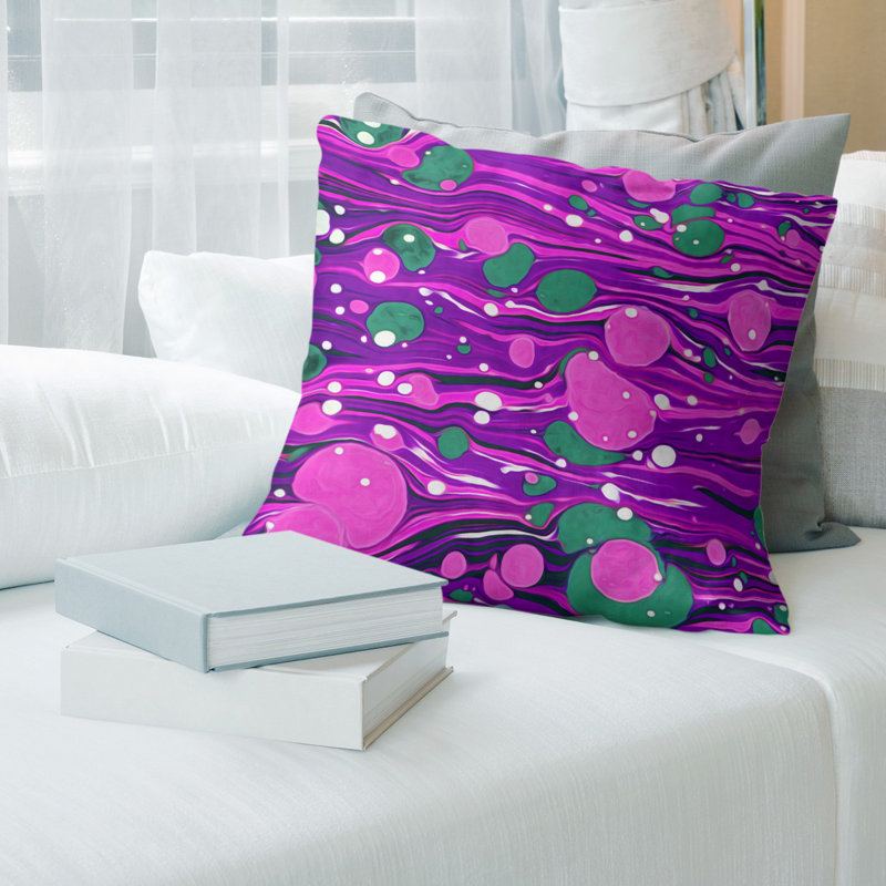 Coussin Swirls, Bourre en polyester, 18 po x 18 po, Rose/mauve
