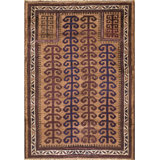 Brown Earth Tone Color Antique Tribal Muslim Prayer Design Afghan Baluch Rug